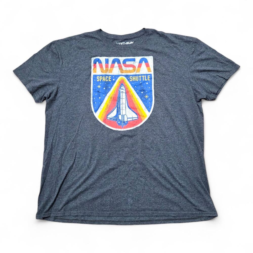 NASA Space Shuttle Distressed Logo Shirt Mens XL Gray Fifth Sun Retro Graphic